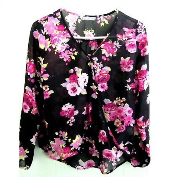 Cupid’S Dairy Silky SemiSheer Floral Top - Picture 1 of 10